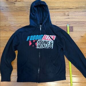 Hoodie Allen Young & Reckless Black Zip Hoodie with Blue & Red Graphics